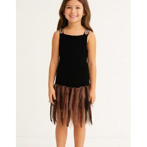 NWT Biscotti Collezioni Brown Velvet Fringe Dress Size 8
